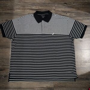 Nautica Pinstripe Golf Polo Stretch Rugby Shirt Mens Size 3X Black Classic Polo